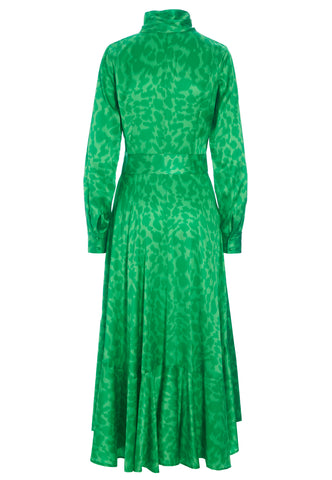Animal Print Whistles Green Pleated Dress OLGA Animal Parakeet